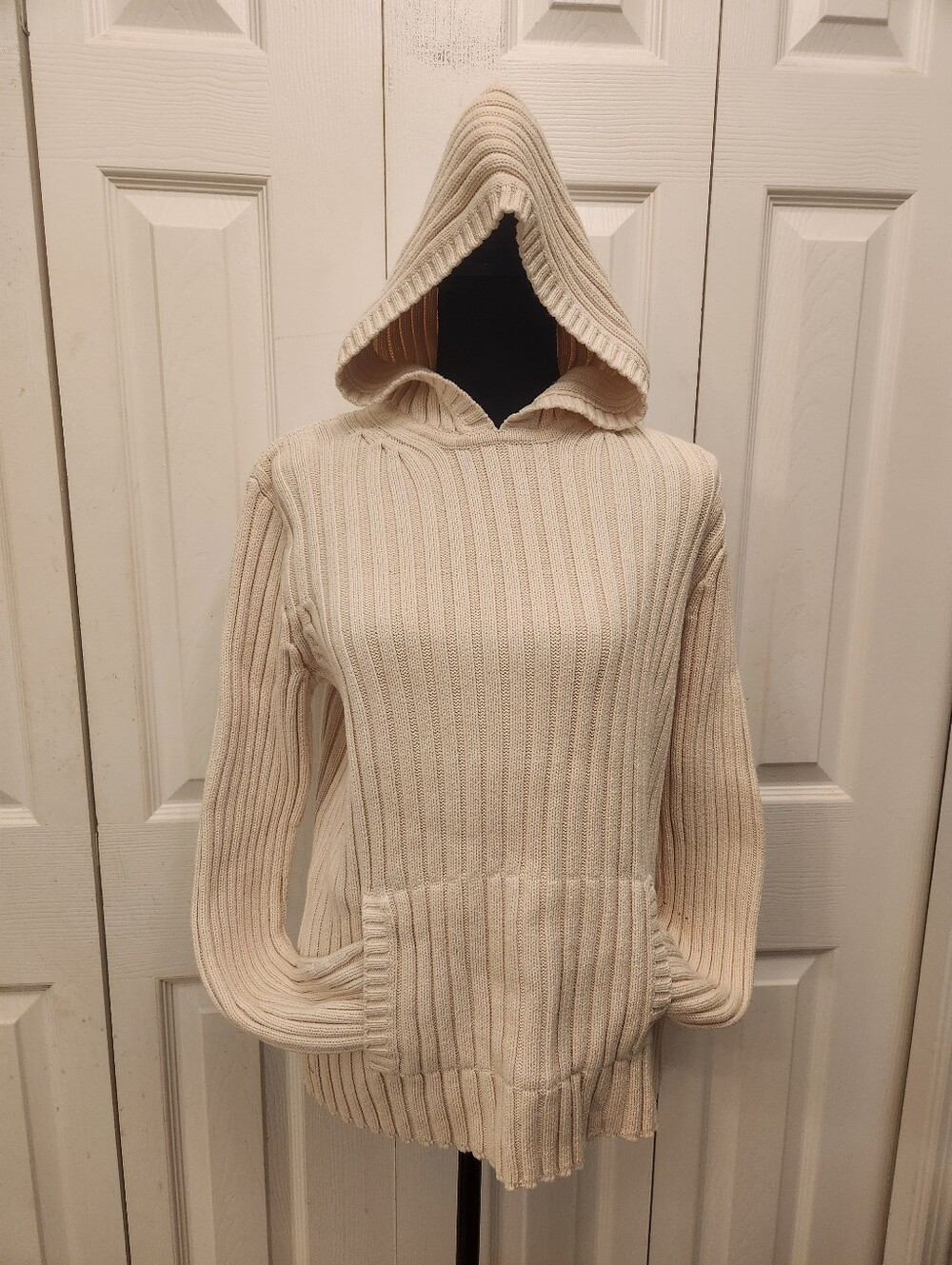 Lauren By Ralph Lauren Cozy Hooded Rib-Knit Sweater in Cream